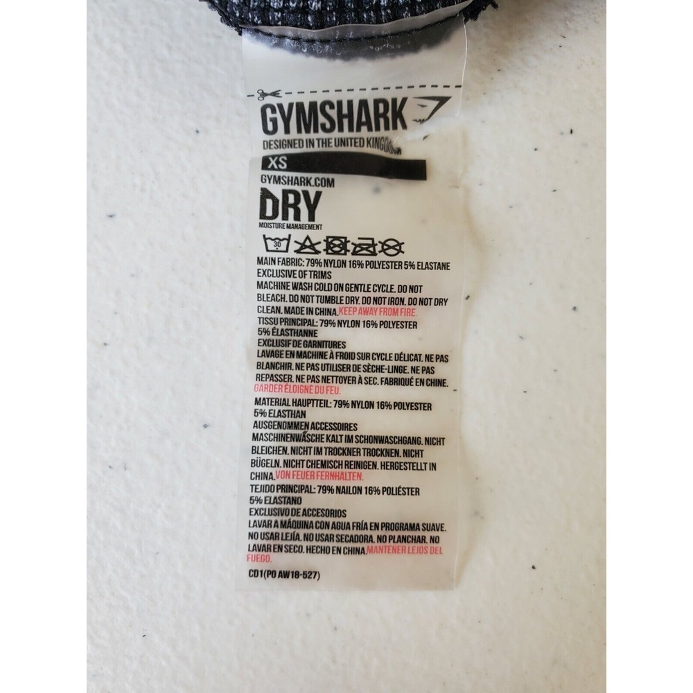 Gymshark Top Womens XS Black‎ Gray Camo Adapt Seamless Cropped Thumb Holes Logo - Picture 4 of 15
